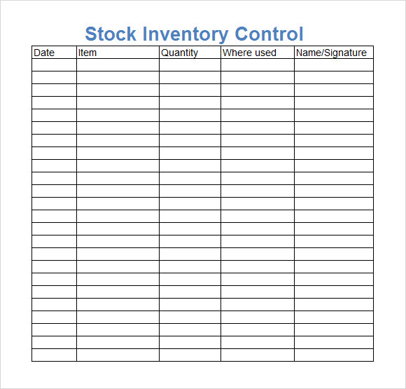 sample stock register